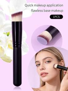 1pc High Quality Fiber Angled Powder Brush, Blush Brush, Contouring Brush, Applies Makeup Seamlessly Without Powdery Finish, Beginner-Friendly Makeup Brush For Base Makeup - Black - View 4