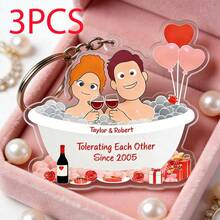 Llavero de bañera para parejas - Llavero de acrílico personalizado, regalo del Día de San Valentín, regalo de aniversario, regalo de Año Nuevo - transparente - Ver 8