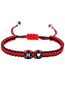 1pc Black & White Heart And 26 Letter Braided Bracelet, Minimalist Versatile Heart Couple Jewelry Bracelet - B3542 - View 21