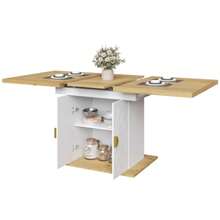 Dining Table, Retractable Kitchen And Living Room Dining Table, Dimensions 110 (140) X 70 X 76 Cm, Wood Veneer With Shade, Large Storage Space - Camel - View 7