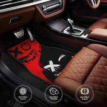 4pcs Halloween Car Floor Mats, Made Of Durable Synthetic Rubber, Fit Most Vehicles, Anti-Slip And Easy To Clean, With Chilling Designs And Details