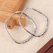 DIYCCPC Oversized Silver-Plated Hoop Earrings, Thick & Large Exaggerated Round Circle Earrings, European And American Style Jewelry - Silver - View 5