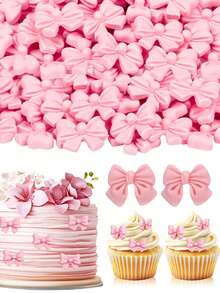 1/10/20 chiếc nơ hồng trang trí bánh cupcake, phụ kiện trang trí bánh cupcake hình nơ, thích hợp cho tiệc độc thân, lễ đính hôn, tiệc cưới theo chủ đề nơ. - Nhiều màu - Xem 1