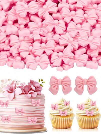 1/10/20pcs Pink Bow Cupcake Toppers, Bow Cupcake Decorations, Suitable For Bachelorette Party, Engagement, Bridal Wedding Bow Theme Party Decor