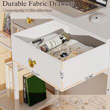 White Computer Desk, 36 Inch Small Desk With Drawers, Home Office Desk With Storage Shelves For Bedroom, Living Room, Dorm, Vanity Desk For Small Spaces, White - White - View 8