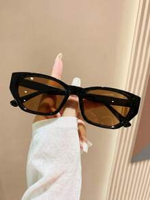 1 para okularów przeciwsłonecznych unisex retro wielokątne małe plastikowe oprawki, styl klasyczny na zewnątrz, w podróży, na plażę, na co dzień, do jazdy samochodem - Czarna herbata - Zobacz 2