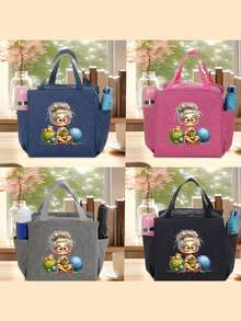 Bolsa de almacenamiento tejida de gran capacidad - Con diseño de cremallera, adecuada para tejer, telas - Regalo perfecto para entusiastas del tejido Bolsa de almuerzo con cierre de cremallera - Multicolor - Ver 3