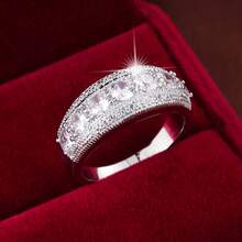 1pc Minimalist Geometric Big Polka Dot Design Cubic Zirconia Inlaid Fashion Ring For Women - Multicolor - View 3