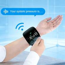 1 Pc Smart Touch LCD Screen Chargeable Voice Wrist Blood Pressure Monitor Digital Automatic BP Tonometer Heart Rate Sphygmomanometer - Black - View 4