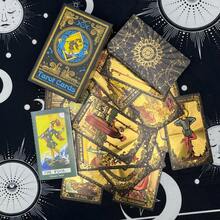 经典星空金色轮盘PET塔罗牌礼盒套装 - 78张黑金塔罗牌，适合初学者，多模式原创塔罗牌 - 塔罗牌指南，塔罗牌含义详解（适合初学者和专家），尺寸：4.7英寸*2.8英寸（12厘米*7厘米），命运，占卜，神谕卡，圣诞节，万圣节，感恩节，礼物，算命，未来，预言，塔罗牌礼品 - 彩色 - 查看 5