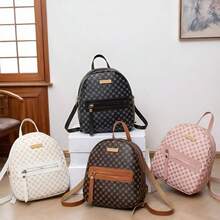 Mini Backpack, Spring/Summer New Versatile PU Printed Small Backpack, Women's Casual Coin Purse Mini Backpack, Fashionable Small Girl Mini Bag - Black - View 2