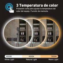Espejo Con Luz Led Para Baños Touch Antivaho 3 Modo 50x50cm Ch50-1 - CH50-1 - Ver 1