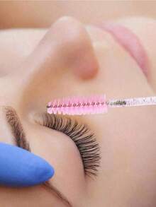 50PCS Crystal Pink Eyelash Brushes, Disposable Bendable Eyebrow Spoolies With Container, Mascara Wands For Lash Extensions & Castor Oil - Hồng - Xem 6