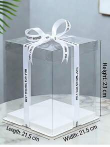 High-Grade INS-Style Transparent Cake Box Set | Thick White Card Base Baking Gift Boxes | Multi-Size Decorative Boxes For Birthday, Festival Gifts & Flower Packaging - White - View 5