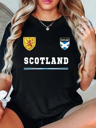 100% Cotton Scotland Lion Rampant Flag Emblem Text T-Shirt Round Neck Short Sleeve Streetwear Fashion Breathable Homme Soft Unisex Designer Clothes For Women Casual Clothes