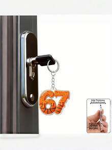 1pc/3pcs 2D Printed "67" Sports Ball Acrylic Keychain Backpack Decor, Interesting Dripping Ice Cream Style, Suitable For Party, New Year, Sports Birthday Gifts, Can Be Used As Gifts For Siblings, Unisex - Multicolor - View 6