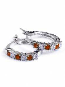 1对时尚立方氧化锆耳环，适合作为结婚纪念日、订婚派对、情人节的女士珠宝礼物 - 紅色 - 查看 2