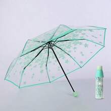 1pc Transparent Printed Portable Folding Umbrella Suitable For Outdoor Travel Decoration - Multicolor - View 8
