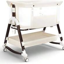 4 In 1 Baby Bassinet For Baby, Foldable Portable Bedside Bassinet With Wheels, Baby Crib With Mosquito Net, Storage And Mattress Included, Foldable Travel Bassinet For Baby/Newborn (White) - 白色 - 查看 1