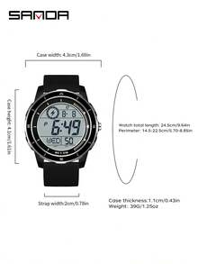 SANDA Jam Tangan Elektronik Pelajar Fashion 2205 Terbaru, Jam Tangan Digital Elektronik LED Multifungsi untuk Olahraga, Tahan Air, dan Hitung Mundur. - Hitam dan Putih - View 8