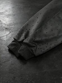 Men's Y2K Letter Print Zip Hoodie / Cargo Pants Streetwear Oversized Pullover And Joggers - 黑色上衣 - 查看 6