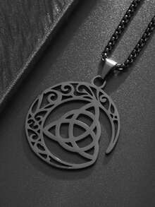 1件新款不锈钢爱尔兰凯尔特结新月项链，男女通用，三位一体幸运护身符首饰礼品 - 時尚 - 查看 8