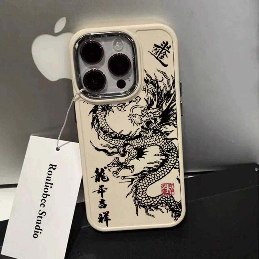 Anti-Drop Case With Metal Frame For Photos, Black Dragon Pattern, For IPhone XR XS Max 11 12 13 14 15 16 Pro Max 16 Plus - J2 - Xem 1