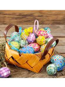 8pcs Colorful Easter Decorative Eggs, Foam Wrapped Colored Eggs, Hanging Style Decorative Eggs, Lucky Eggs, Spring Easter Decorations, Decorative Baskets, Easter Tree Ornaments, Game Prizes, Easter Gifts, Holiday Birthday Party Favors And Home Decor - Nhiều màu - Xem 5