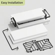 Tomnk 3+1 Tier Wall Mounted Bathroom Shelves Over Toilet, Bathroom Organizer Storage, Room Decor, Floating Shelves, Rustic Wood Floating Shelves With Metal Frame And Towel Bar For Bathroom, Kitchen, Bedroom, Living Room - 彩色 - 查看 15