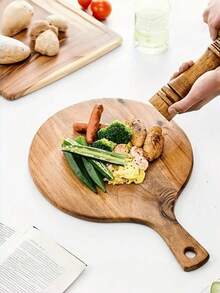 1pc Wooden Pizza Peel/Cutting Board With Handle, Kitchen Chopping Board, Kitchen Accessories, Home, Kitchen Supplies, A Creative And Romantic Gift Idea Suitable For Girlfriend/Wife, Practical And Warm Couple Gift, Suitable For Valentine's Day, New Year, Easter, Eid, Mother's Day And Father's Day - Brown - View 3