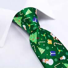 Men Ties - Green/White Santa Claus - View 3