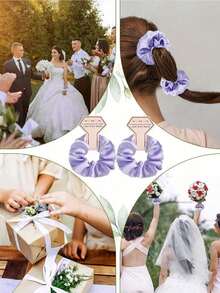 10pcs Bridesmaid Proposal Gift Silk Hair Ties Hair Accessories - Silk Scrunchies, For Bachelorette Party Favors, Wedding Hair Accessories ( Non-Damaging Design, Bulk Romantic Gift Box Fillers For Bride Squad, DIY Bridal Souvenirs), Bachelorette Party Favors Bridesmaid Wedding Party Supplies, Birthday Party, Graduation Season(Purple) - 淡紫色 - 查看 5