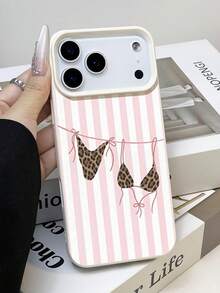 1 chiếc ốp lưng điện thoại bằng da mềm chống thấm nước, chống trượt, họa tiết sọc hồng và da báo tối giản, thích hợp làm quà tặng sinh nhật, quà tặng ngày lễ cho bạn bè, gia đình, người yêu, tương thích với điện thoại Apple. - Nhiều màu - Xem 2