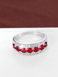 1pc Minimalist Geometric Big Polka Dot Design Cubic Zirconia Inlaid Fashion Ring For Women - Multicolor - View 16