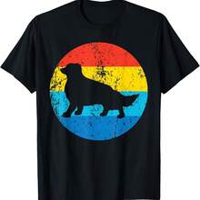 Border Collie Dog Breed Silhouette Retro 1970's Circle T-Shirt - 灰色 - 查看 1
