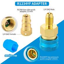 2Pcs R1234yf To R134a Adapter, Quick Couplers Kit R1234yf Refrigerant Recharge Kit, High/Low Side R134a To R1234yf Adapters For R1234yf/R134a Car Ac Refrigerant System Evacuation Recharging