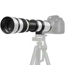 Lente telefoto de 420-800mm F/8.3-16 (zoom manual), compatible con cámaras DSLR Canon y Nikon, montura T, se puede usar con otros anillos adaptadores para ajustarse a varios modelos de cámara - Blanco y Negro - Ver 12