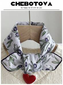 1条女士真丝围巾，小巧精致，碎花图案密集装饰，复古发带款式，适合搭配连衣裙