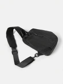 Premium Fashion Men's Sling Bag, Casual Printed Shoulder Bag, Small Coin Purse, Travel Holiday Gift, Men's Vacation Gift, Winter Outdoor Student Cycling Bag, Camping Shoulder Bag, Summer Back To School Shoulder Bag, Spring Study Supplies Wallet, College Backpack Valentine'S Day , Vintage , Valentines Gifts - Black - View 7