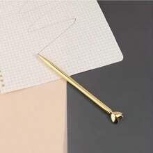 1pc Or 3pcs Gold Heart-Shaped Retractable Metal Ballpoint Pen, Elegant Creative Cute Black Ink Pen, Exquisite Writing Tool Suitable For Weddings, Engagements, Valentine's Day And Other Occasions - A - View 5