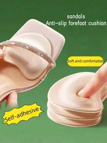 12片装黑色和肤色柔软泡沫前脚掌垫，适用于高跟鞋，具有缓冲、吸汗和防滑功能，适合女士夏季凉鞋，隐形无粘性前脚掌垫 - 黑色 - 查看 4