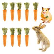 Conjunto de Brinquedos para Roer e Petiscos para Hamster: Pedras de Roer com Sabor de Cenoura e Morango, Petiscos de Grama Seca para Hamster (Decorativo e Funcional) - Laranja - Visão 2