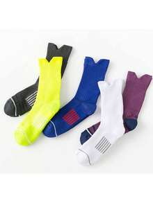 1 Pair/2 Pairs/4 Pairs Sports Socks, Basketball Socks, Running Socks With Terry Cushion, Moisture Wicking And Breathable