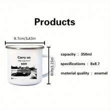 12盎司复古搪瓷汽车马克杯，“我的叛逆孩子，我的捣蛋鬼”，适合盛装热巧克力、奶茶或其他冷热饮品，生日礼物，圣诞礼物 - 白色 - 查看 3