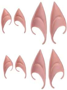 4 Pairs/8pcs Fashionable Fairy Ear Tips, Assorted Long & Short Elf Ear Cosplay Latex Ears For Halloween, Christmas Party Costume Accessories - Multicolor - View 17