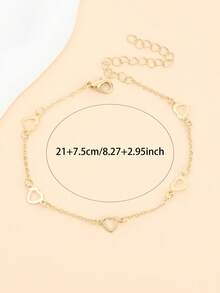 1条时尚可爱简约心形脚链，适合日常佩戴和海滩派对 - 金色 - 查看 2