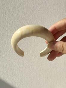 1件超大米色扎染方形树脂手镯，简约百搭饰品，时尚独特礼物 - 彩色 - 查看 4