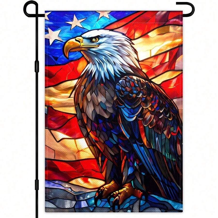 1PC Remain Unique 4th Of July Patriotic Garden Flags For Outside 12x18 Double Sided, American Stars And Stripes Memorial Day God Bless The USA Sign Yard Outdoor Decor - Color 4 - 查看 1