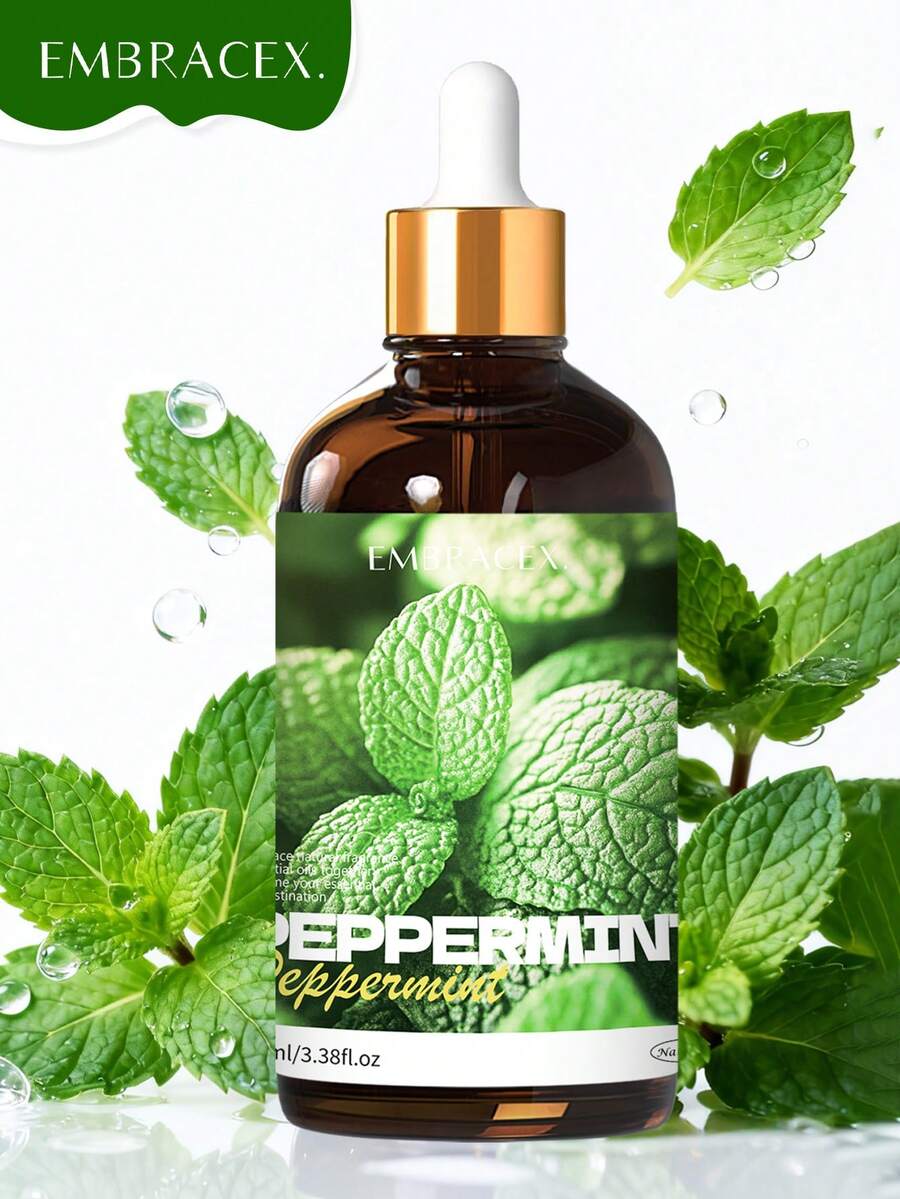 EMBRACEX. 100ml Óleo Essencial de Menta-Pimenta 100% Puro e Natural Premium, Adequado para Difusor de Aromaterapia, Aromaterapia, Fabricação de Velas e Sabonetes, Inclui Conta-Gotas, Conjunto de Caixa de Presente
