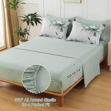 7 Piece Sage Green Floral Comforter Set Full/Queen/King Size Bed In A Bag,Flowers Printed On Light Comforter Set With Sheets, Soft Microfiber Botanical Bedding Set For Wedding Items,Home Bed Room Decor,Easter Gifts,Mothers Day Gift,All Season - 鼠尾草綠 1245 - 查看 2